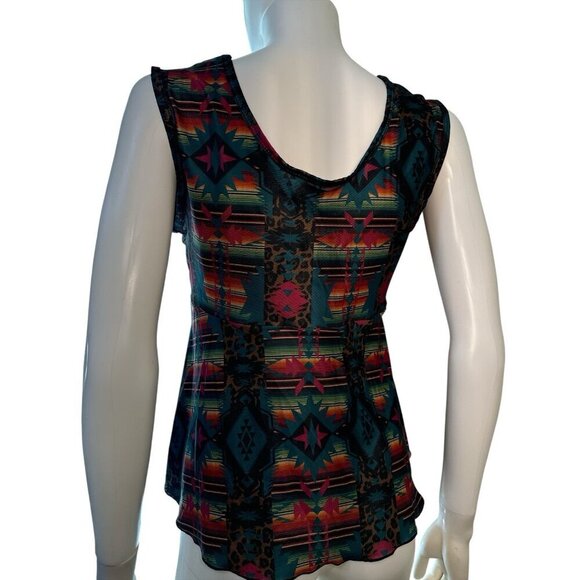 Crazy Train River Bend Swim Tankini Top Aztec Print Black with Multi Size M NWT - Picture 4 of 7